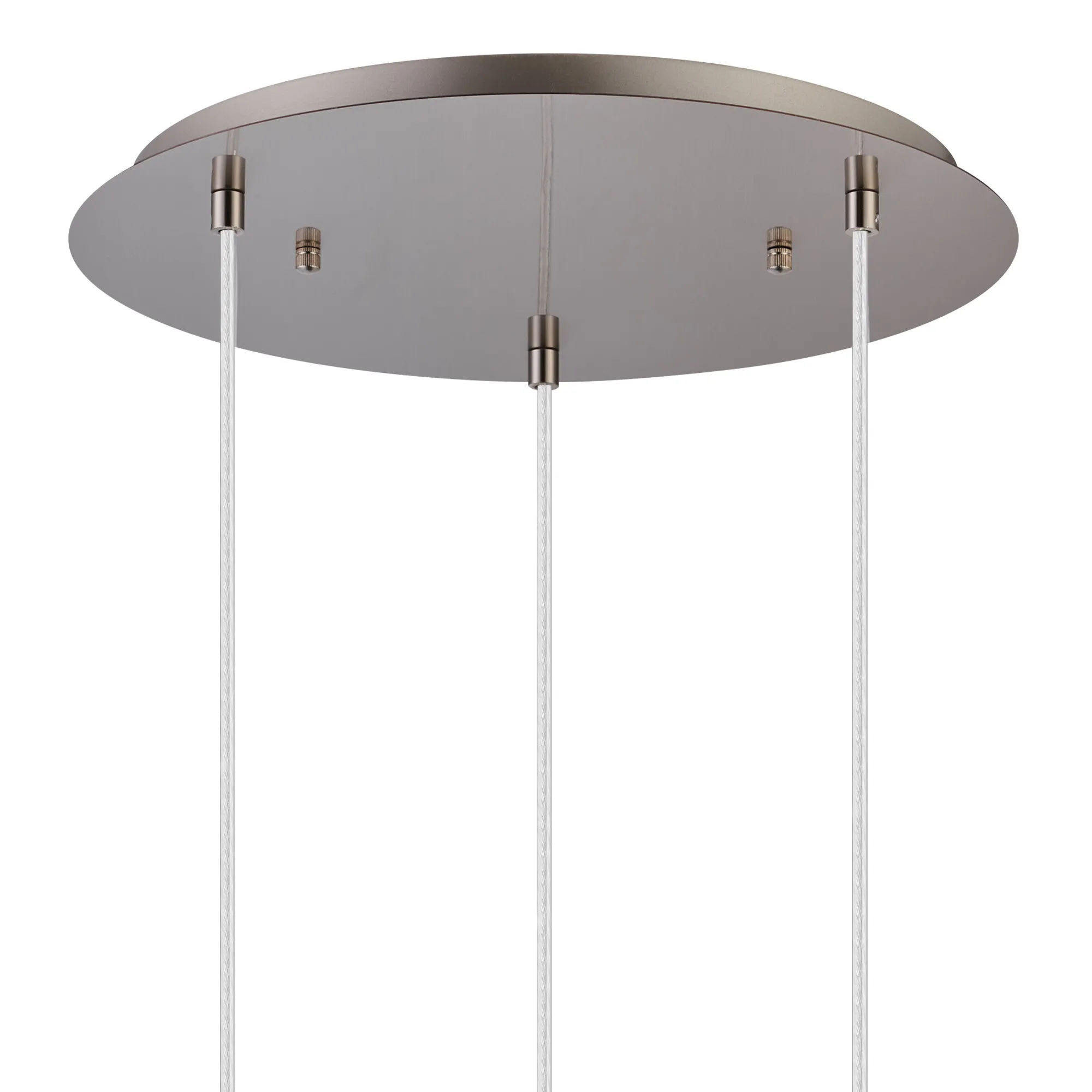 Lori 40cm Round Pendant, 3 Light Adjustable E27, Satin Nickel/Iridescent Slim Curved Trapezium Shades DK1362  Deco Lori Satin Nickel